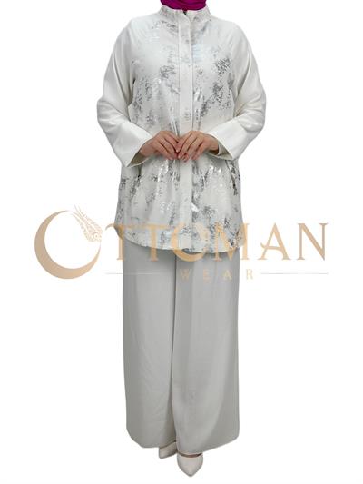 Pantolonlu Takım Ekru OTW8397
