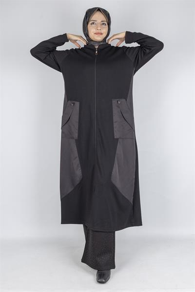 Paraşüt Detaylı Fermuarlı Oysho Kap Siyah OTW316