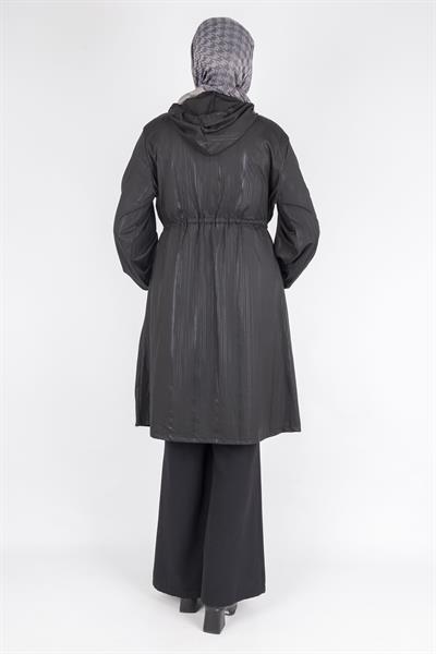 Parlak Detaylı Tesettür Taşlı Kap Siyah OTW1007