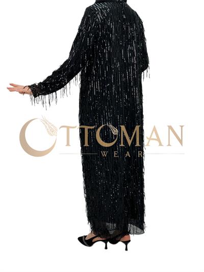 Pullu Abiye Elbise Siyah OTW4475