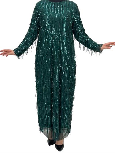 Pullu Abiye Elbise Zümrüt OTW4475