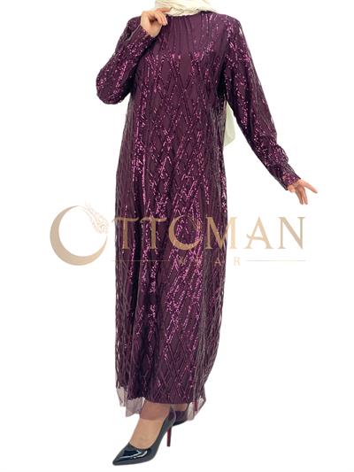Pulpayet Astarlı Elbise Mor OTW4447