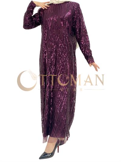 Pulpayet Astarlı Elbise Mor OTW4447