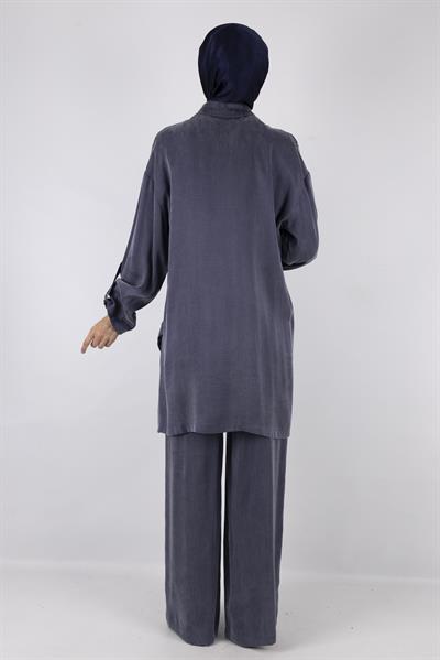 Qupra Kumaş Pantolonlu Takım İndigo OTW408044