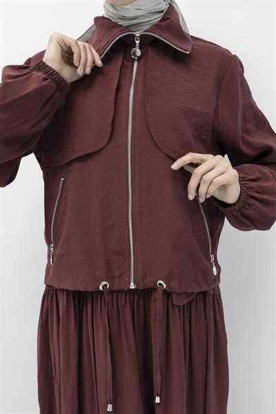Qupra Spor Ceketli Elbise Bordo OTW2449