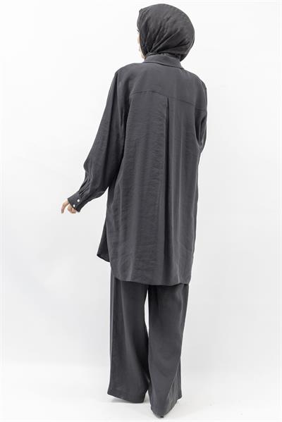 Rahat Form Düğmeli Gömlek Tunik Siyah OTW774
