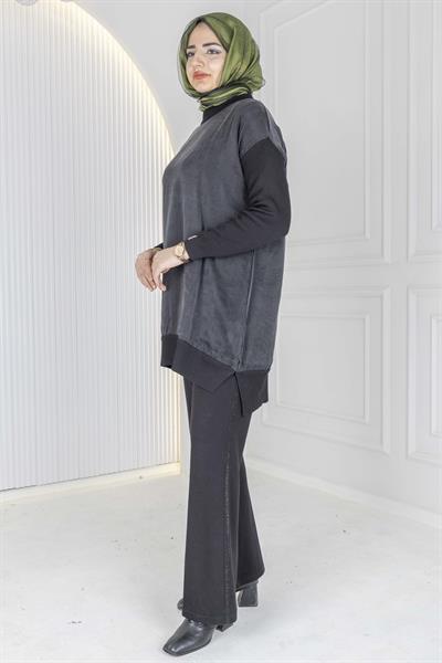 Rayon Kol İpek Qupra Tunik Siyah OTW287