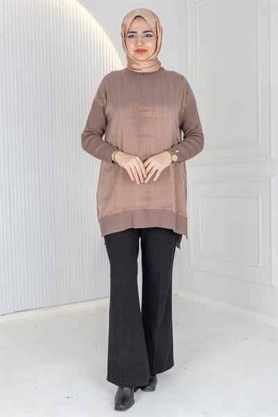 Rayon Kol İpek Qupra Tunik Vizon OTW287