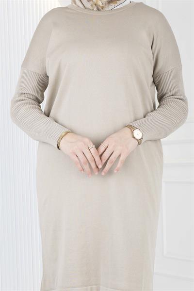 Rayon Kollu Merserize Triko Tunik Bej OTW118