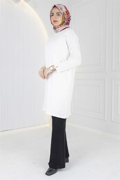 Rayon Kollu Merserize Triko Tunik Ekru OTW118