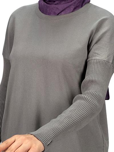 Rayon Kollu Merserize Triko Tunik Gri OTW118