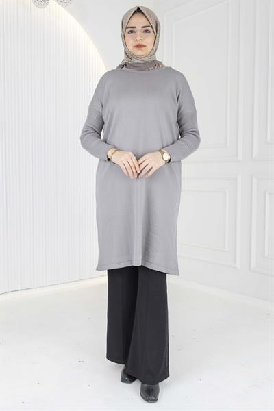 Rayon Kollu Merserize Triko Tunik Gri OTW118