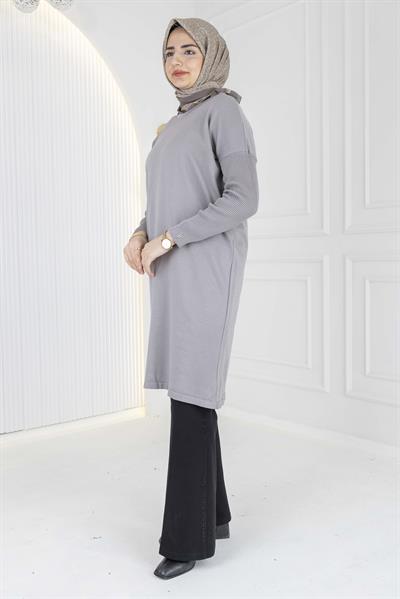 Rayon Kollu Merserize Triko Tunik Gri OTW118