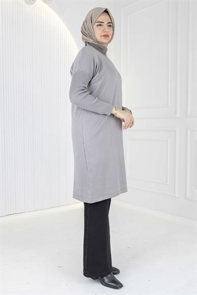 Rayon Kollu Merserize Triko Tunik Gri OTW118