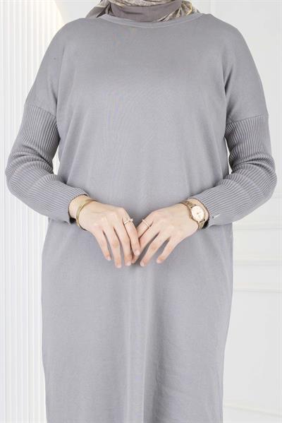 Rayon Kollu Merserize Triko Tunik Gri OTW118