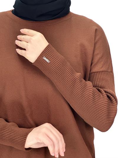 Rayon Kollu Merserize Triko Tunik Kahve OTW122