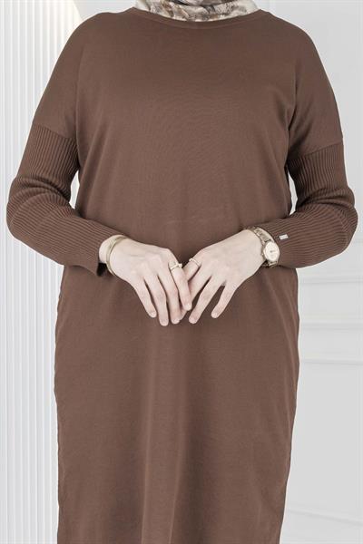 Rayon Kollu Merserize Triko Tunik Kahve OTW118