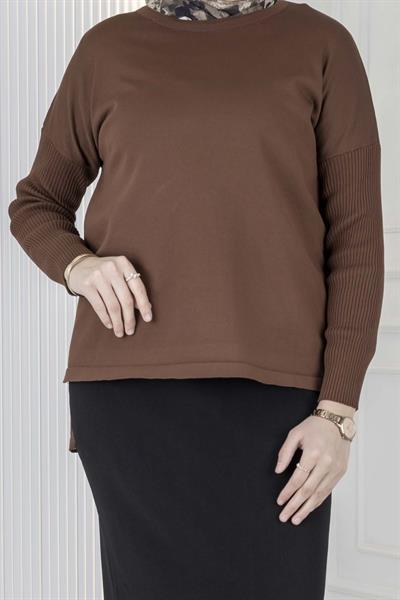 Rayon Kollu Merserize Triko Tunik Kahve OTW122