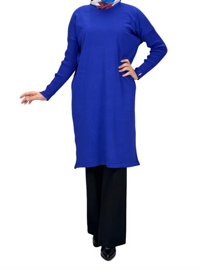 Rayon Kollu Merserize Triko Tunik Saks OTW118