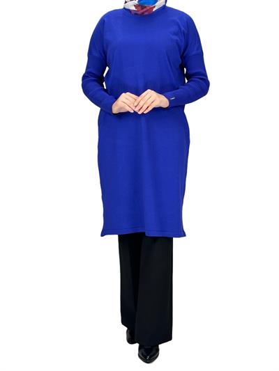 Rayon Kollu Merserize Triko Tunik Saks OTW118