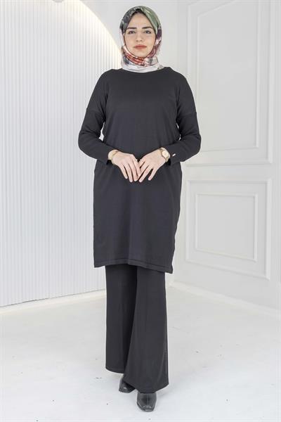 Rayon Kollu Merserize Triko Tunik Siyah OTW118