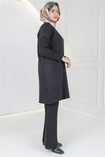 Rayon Kollu Merserize Triko Tunik Siyah OTW118