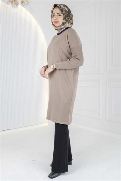 Rayon Kollu Merserize Triko Tunik Vizon OTW118