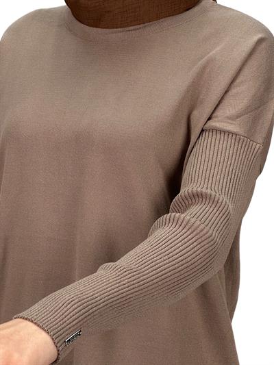 Rayon Kollu Merserize Triko Tunik Vizon OTW118