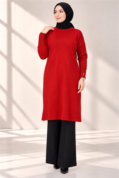 Rayon Kollu Merserize Tunik Kırmızı OTW118