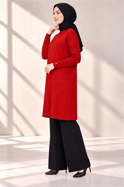 Rayon Kollu Merserize Tunik Kırmızı OTW118
