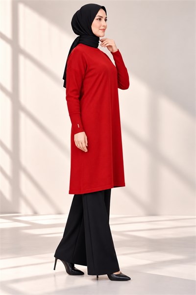 Rayon Kollu Merserize Tunik Kırmızı OTW118