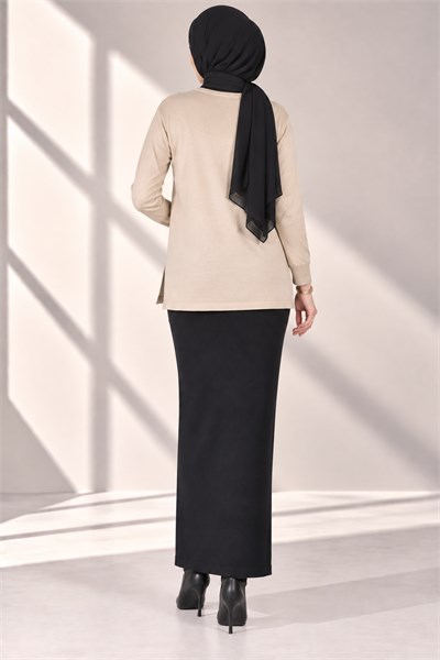 Rayonsuz Merserize Triko Tunik Bej OTW122