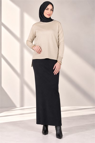 Rayonsuz Merserize Triko Tunik Bej OTW122