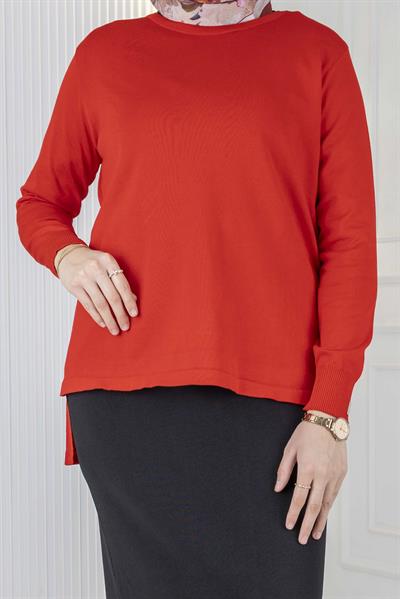 Rayonsuz Merserize Triko Tunik Kırmızı OTW122