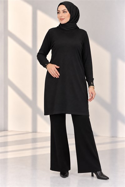 Rayonsuz Merserize Triko Tunik Siyah OTW118