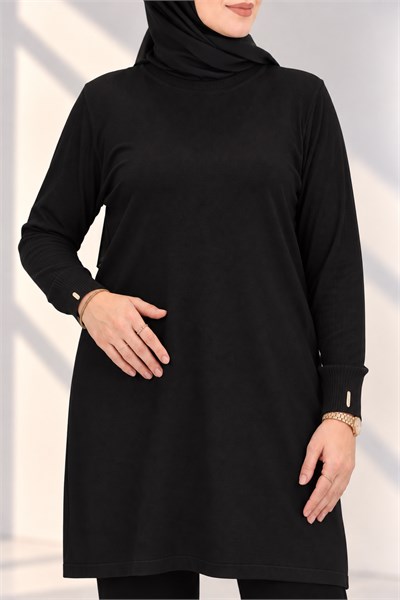 Rayonsuz Merserize Triko Tunik Siyah OTW118