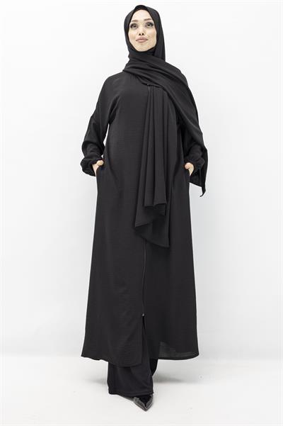 ŞALI İLE BİRLEŞİK NAMAZ FERACESİ Siyah OTW2370