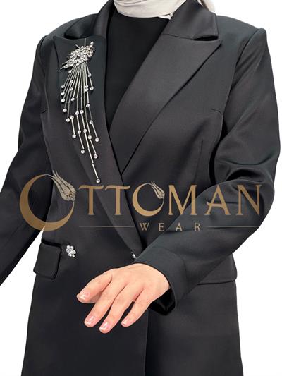 Saten Abiye Takım Siyah OTW40939