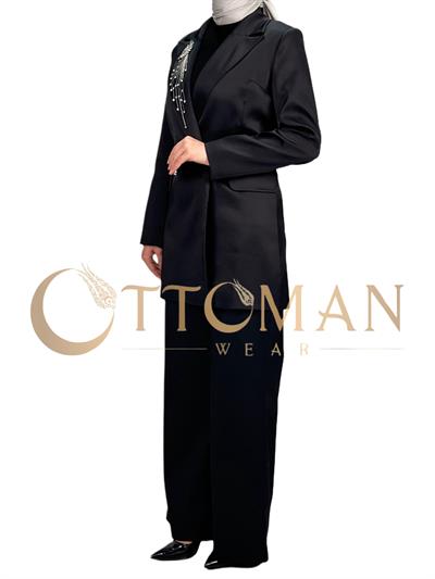 Saten Abiye Takım Siyah OTW40939