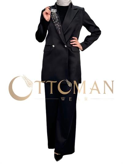 Saten Abiye Takım Siyah OTW40939