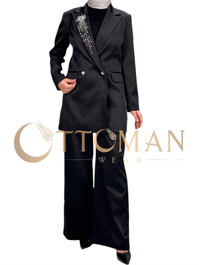 Saten Abiye Takım Siyah OTW40939