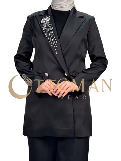 Saten Abiye Takım Siyah OTW40939