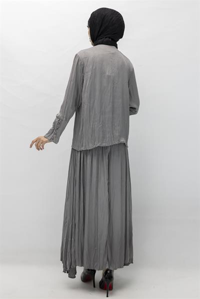 Saten Etekli Takım Gri OTW8526
