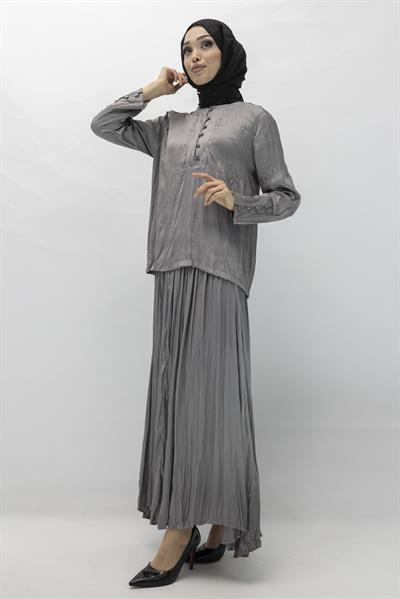 Saten Etekli Takım Gri OTW8526