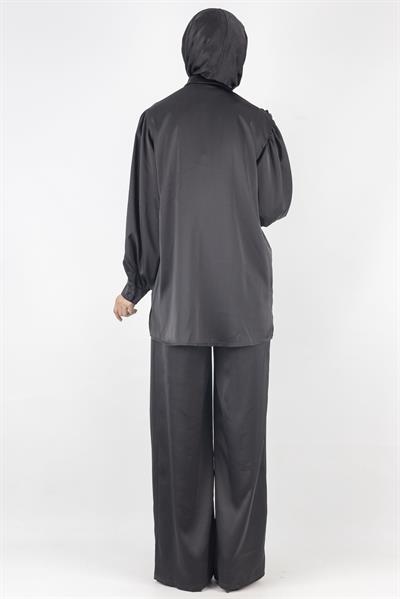 Saten Pantolonlu Takım Siyah OTW8432