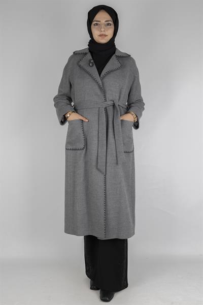 Şık Dikiş Detaylı Gri Kaşe Kap Gri OTW6470