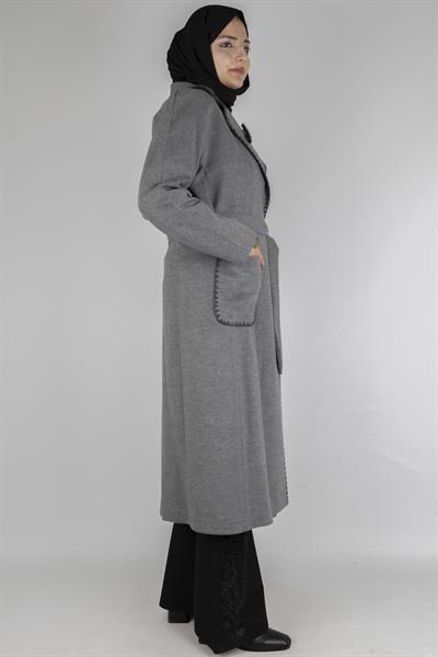 Şık Dikiş Detaylı Gri Kaşe Kap Gri OTW6470