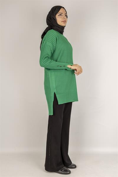 Şık Düğme Detaylı Merserize Tunik Benetton OTW1009