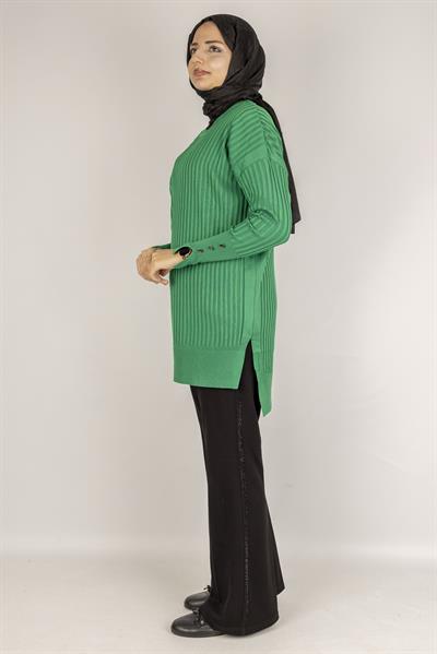 Şık Düğme Detaylı Merserize Tunik Benetton OTW1009