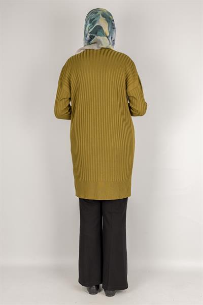 Şık Düğme Detaylı Merserize Tunik Hardal OTW1009